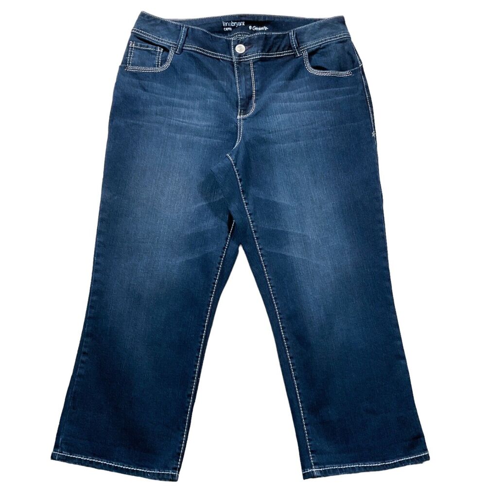 Lane Bryant Womens Jeans 16 new nwt $65 Dark Wash Capris Genius Cotton Stretch